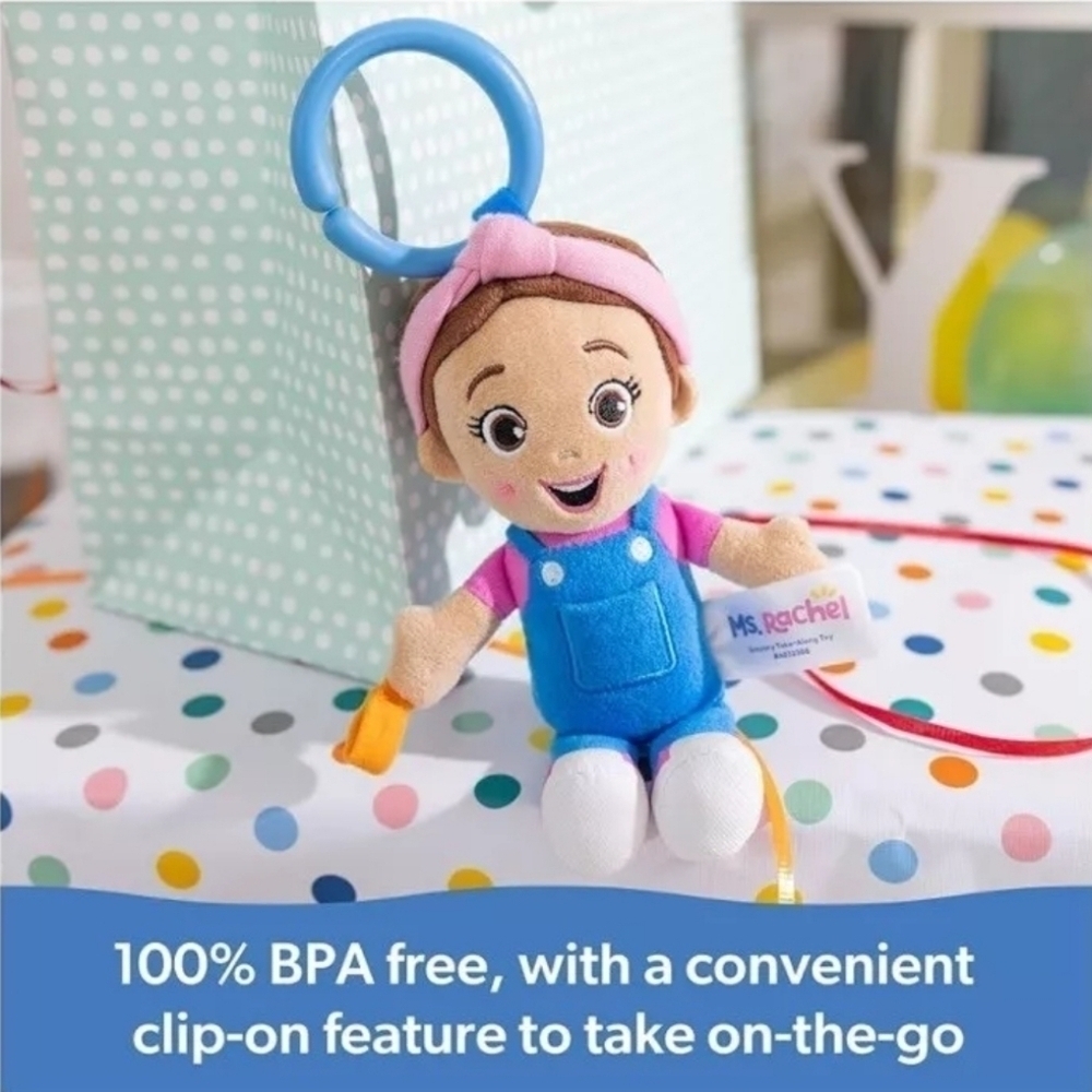Ms. Rachel Sensory Take Along Toy Doll Plush Baby Rattle & Clip NEW! - Picture 6 of 10